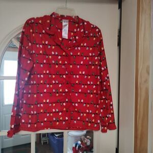 New Night+Life Red Christmas Lights Pajama Set Size Women's Small